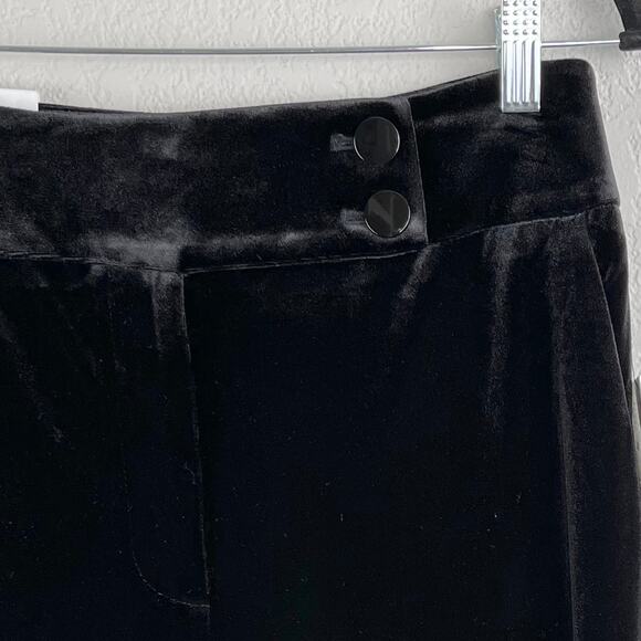 Calvin Klein Whitney Velour Velvet Black Wide Leg High Rise Trouser Pants 2 NWT - Picture 8 of 15